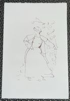 Lithografie Frau im Kleid von Robert Burkhard     (ID b5043)
