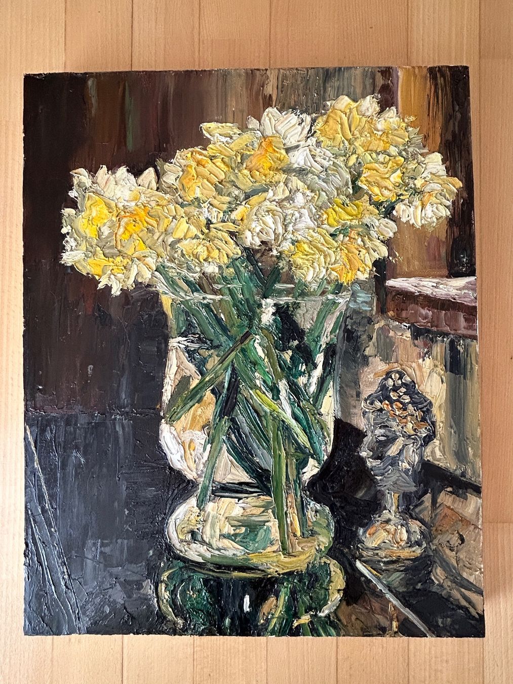 Tableaux: Original Artwork - Jacqueline Coates - Daffodils and Buddha – D'occasion à Rheinfelden par lit_b27n