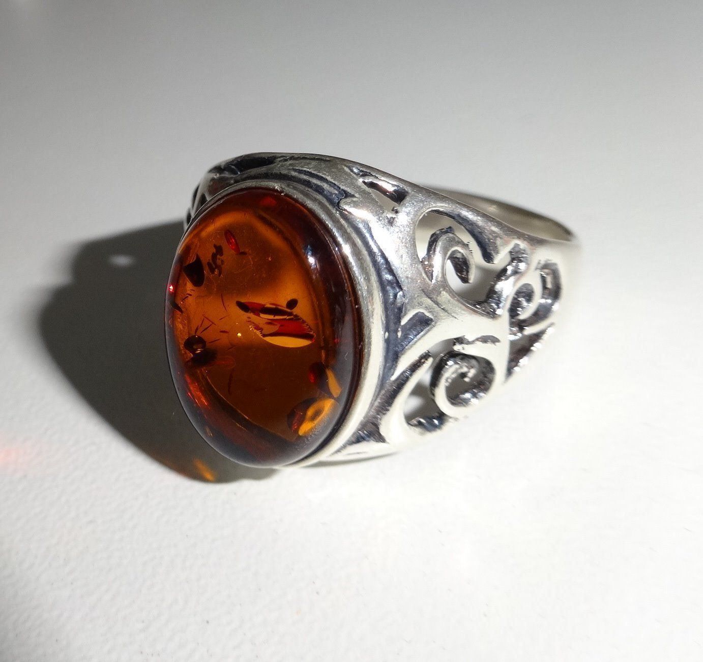 Anelli: ECHT! * Bernstein RING 925 Silber – Nuovo e nell'imballaggio originale da Visp venduto da steinschmuckwelt 1