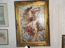 Gemälde, Mann mit Pferd, Ölgemälde, gerahmt, Ölgemälde.
