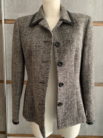 Trixi Schober Blazer/Jacke Gr. 38 Leder Boucle zu Rock Hose