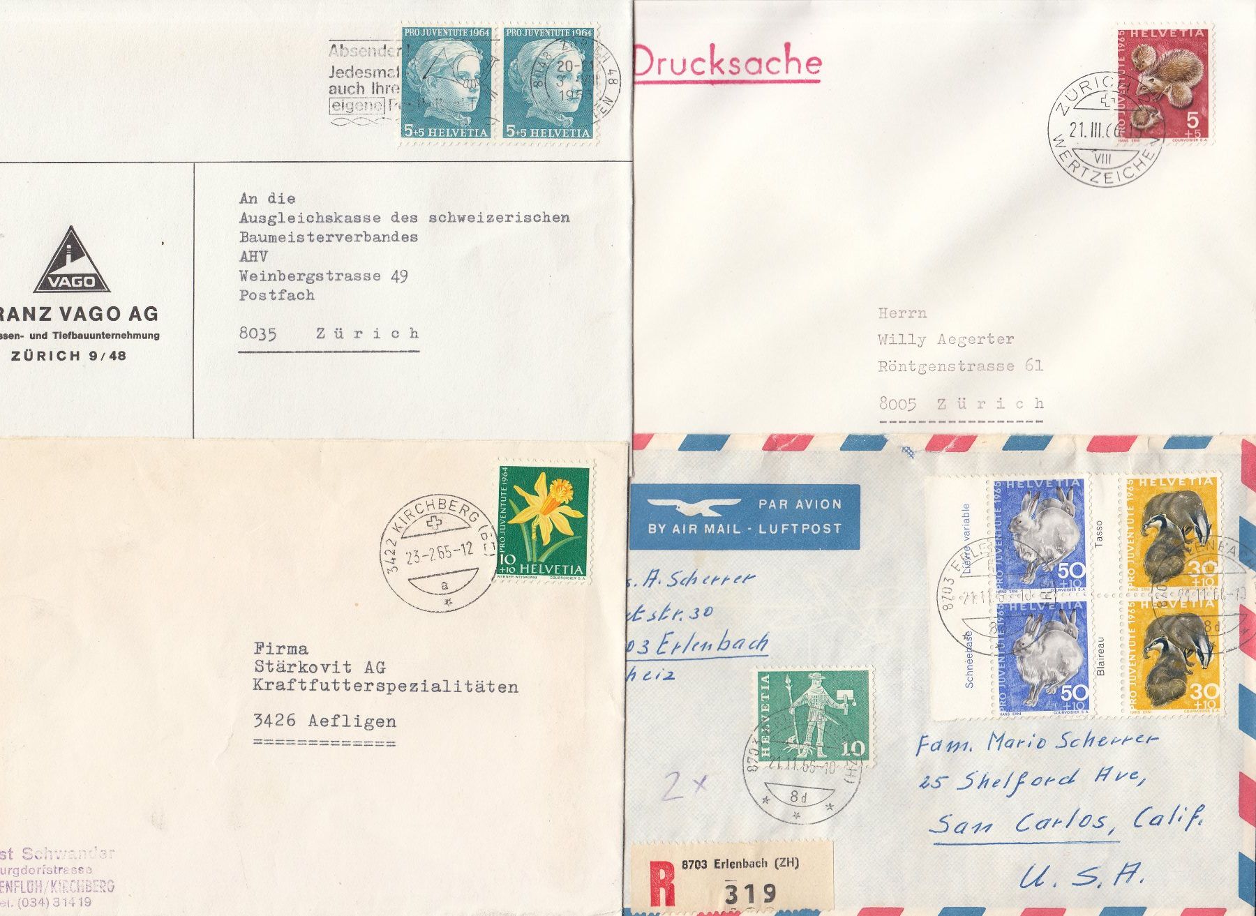 Alle Briefmarken: Pro Juventute 34 Bedarfsbriefe 1960 - 1969 – Gebraucht aus Bürglen TG von StampGraf 4
