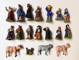 18 santons anciens Carbonel 7 à 8 cm