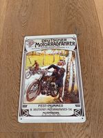 Blechschild Deutscher Motorradfahrer Motiv Retro Design