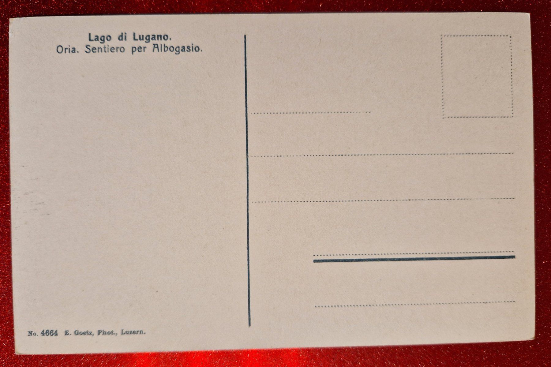 Cartoline postali: Lago di Lugano, Oria, Sentiero per Albogasio. – Nuovo (secondo la descrizione) da Melchnau venduto da Fishel 1