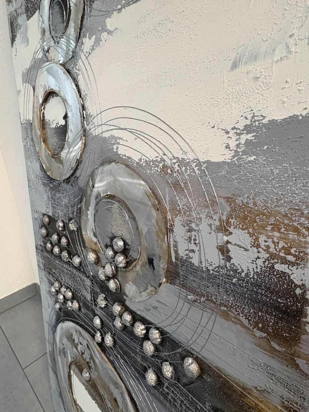 Gemälde: 60 cm breitx 120 cm hoch Acryl Gemälde Metallringe – Gebraucht aus Ottenbach von TimelessEmotions. 7