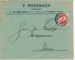 Brief, F. Rossbach Lackfabriken St. Margrethen 1910