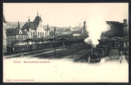 AK Zürich, Bahnhofhalle, Ausfahrt