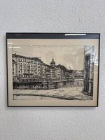 Vintage Lithografie Luzern Altstadt signiert B. Mathys 1978