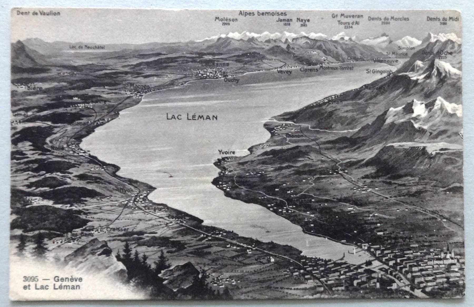 Cartoline postali: Genève et Lac Léman - Panorama – Usato da Fétigny venduto da Billy2miny