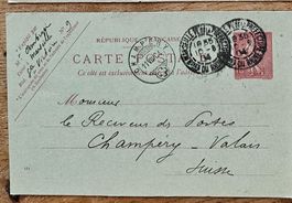 FRANCE entier postal MARSEILLE - CHAMPERY, 1904