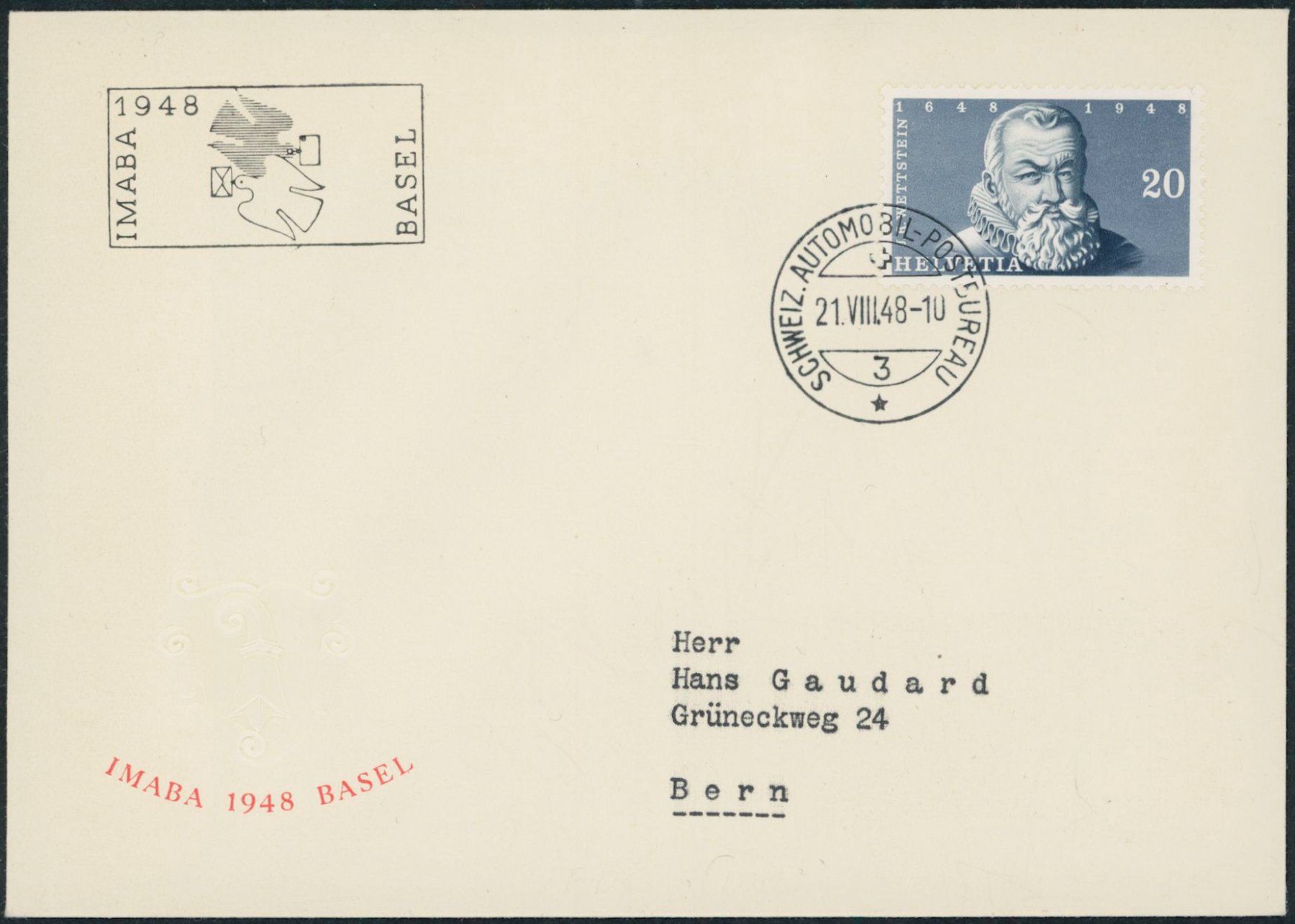 Tutti i francobolli: 1948 - Imaba - Blockausschnitte - FDC U1 ET - Gaudard – Usato da Schindellegi venduto da leecollect