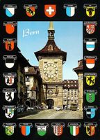 Wappen-AK BERN Zeitglockenturm, Bus, Auto