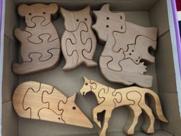 Tierpuzzle aus Holz 5 Stück