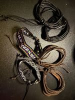 Real Leather and Textile Bracelets Bundle - 6 units - NEW