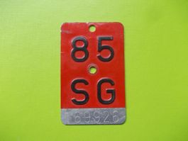 Velonummer / Fahrradnummer SG 85