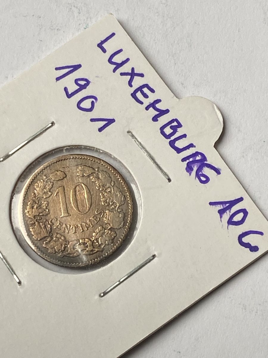 Tutti le monete: Luxembourg - 10 Rappen - 1901 – Usato da Payerne venduto da Mike1682