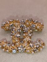 Vintage Gablonzer Brosche mit Zirkonia, kunstperle 14gr.