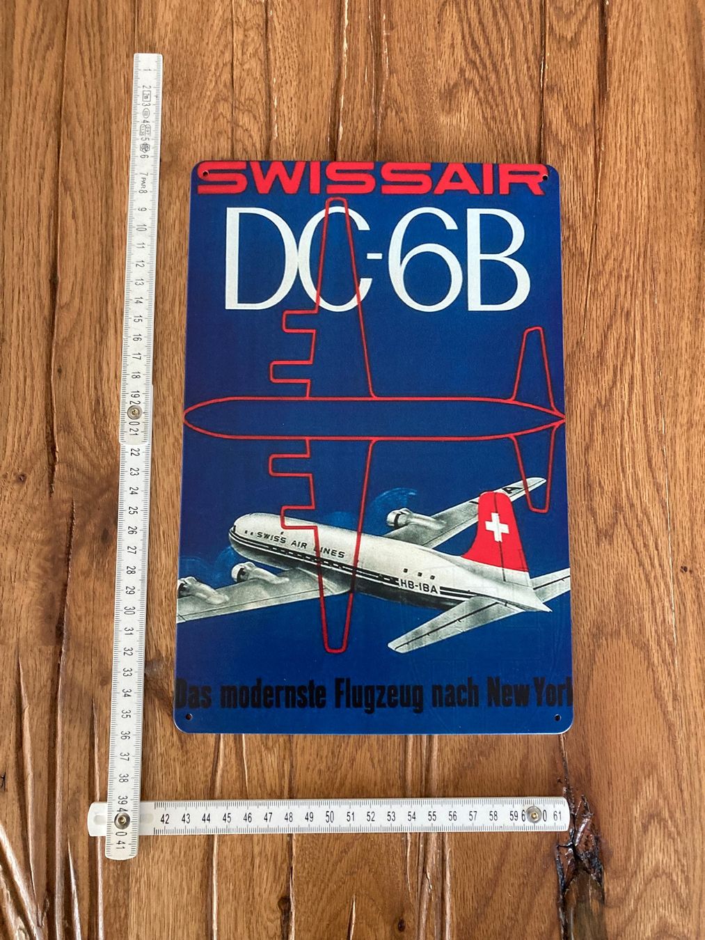 Swissair Insegne: Swissair Retro Schild - DC-6B- neu!!! – Nuovo e nell'imballaggio originale da Bremgarten AG venduto da Eurotiz 2