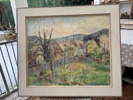 Tolles Ölgemälde, Hauptstrasse in Pratteln, Hans Schneider