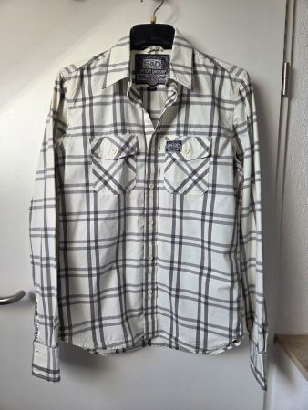 Superdry Hemd Size L Weiss Grau Karo Hemd