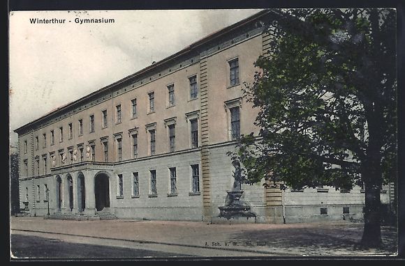 Cartoline postali: Winterthur, Gymnasium, Vorderansicht mit – Usato da Berlin venduto da bartko-reher