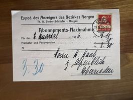 Postkarte 1926 Abo Nachnahme Anzeiger Horgen (V949)