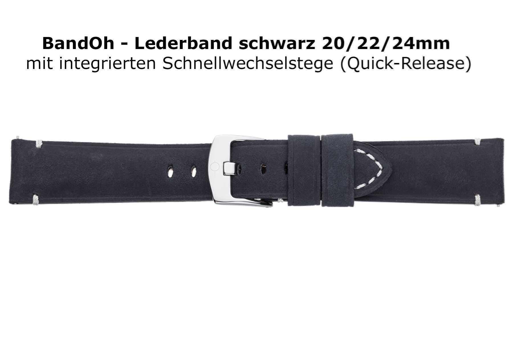 Bracciali & Braccialetti: Uhrenband BandOh 20mm schwarz Quick Release – Nuovo e nell'imballaggio originale da Wittenbach venduto da uhrenzubehoer24