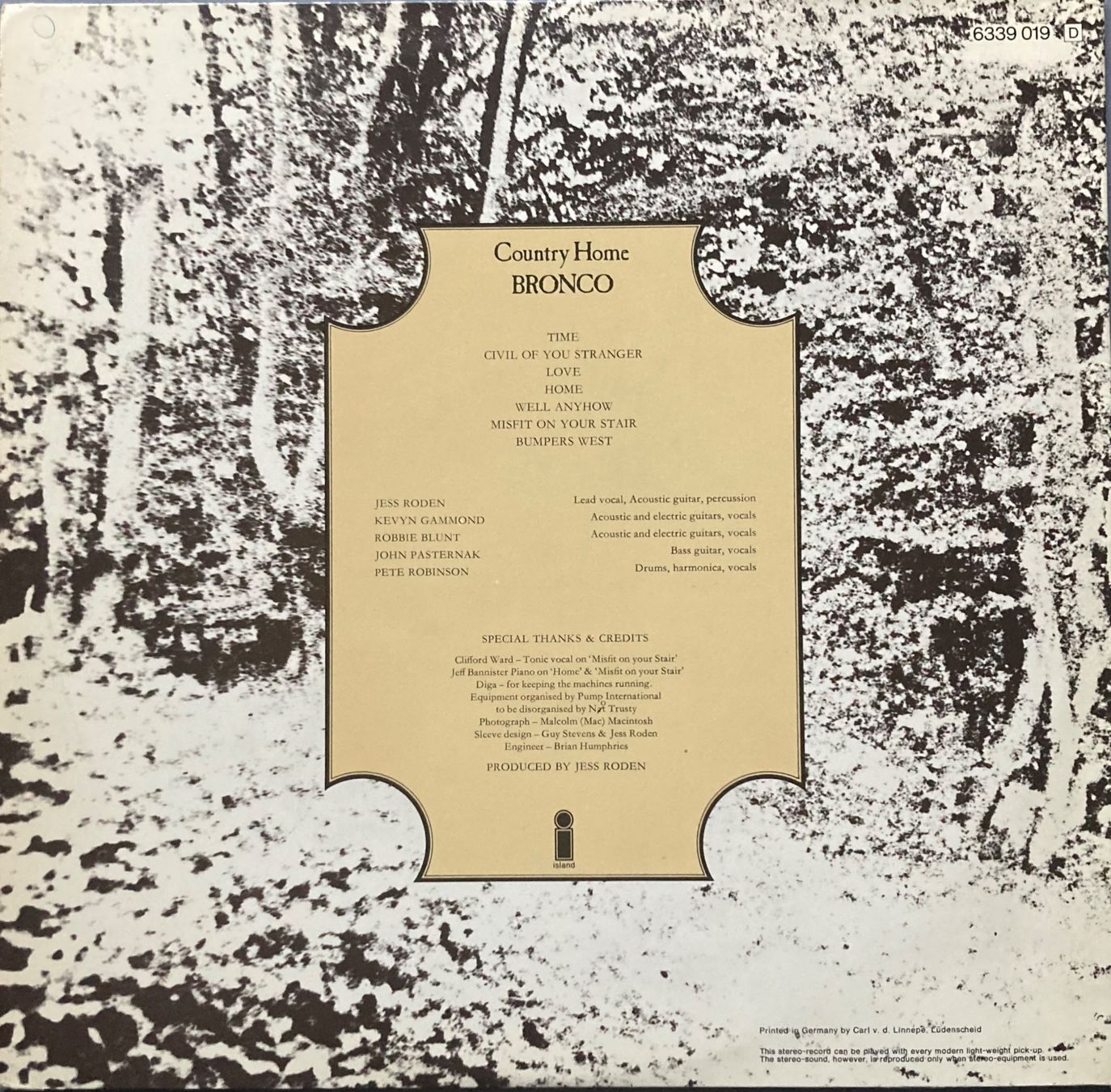 Dischi in vinile: BRONCO - COUNTRY HOME – Usato da Poliez-Pittet venduto da Newtown-Records 1