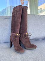SERGIO ROSSI Luxus Wildleder Stiefel Dunkelbraun Gr. 37.5