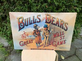 seltenes Bulls and Bears Blechschild