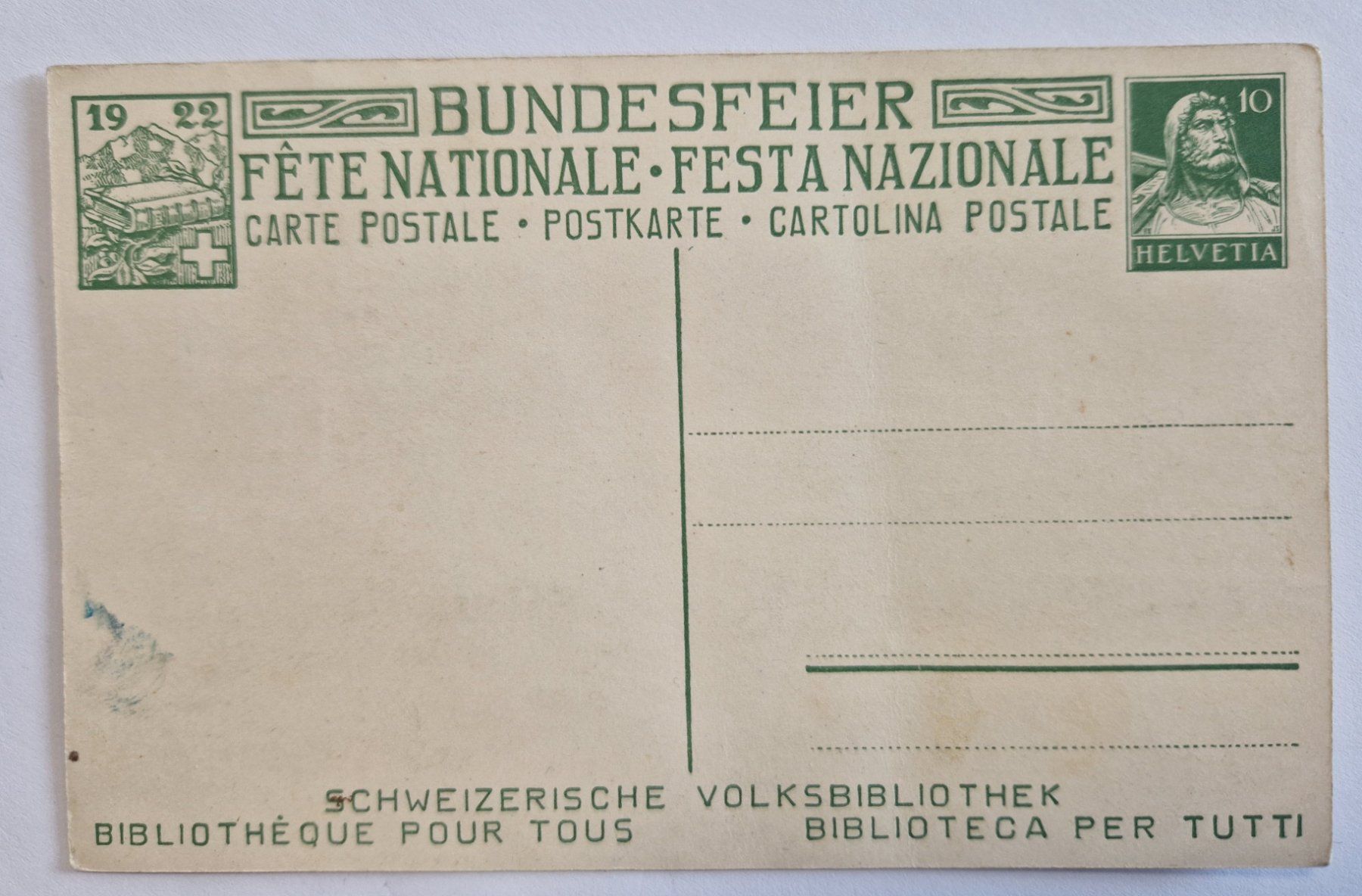 Ansichtskarten: P. Chiesa, Bundesfeier 1922 – Neu (gemäss Beschreibung) aus Melchnau von Arthurius 1
