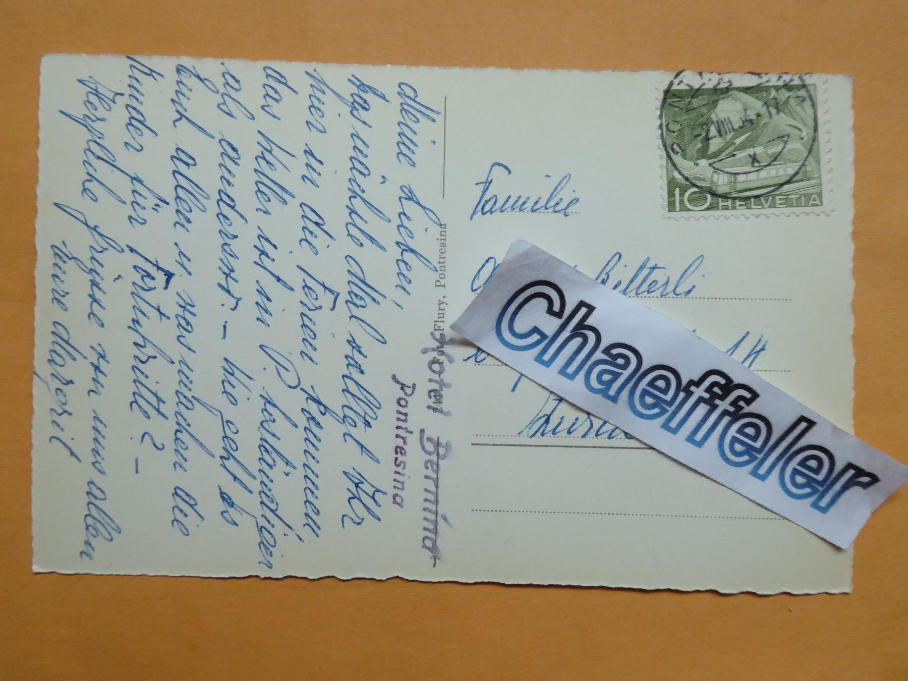 Cartoline postali: Engadinerhaus in Pontresina – Usato da Zürich venduto da Chaeffeler 1