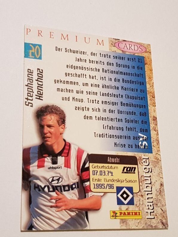 Panini Sammelbilder & Trading cards: Stephane Henchoz Panini premium cards 96 HSV – Gebraucht aus Illnau von Sibello 1