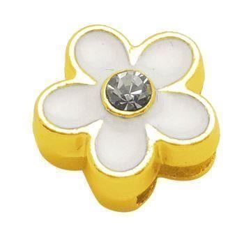 Perle (finte): Blume Schiebeperle weiss mit Strass 11mm – Nuovo (secondo la descrizione) da Alpnachstad venduto da perlengaby