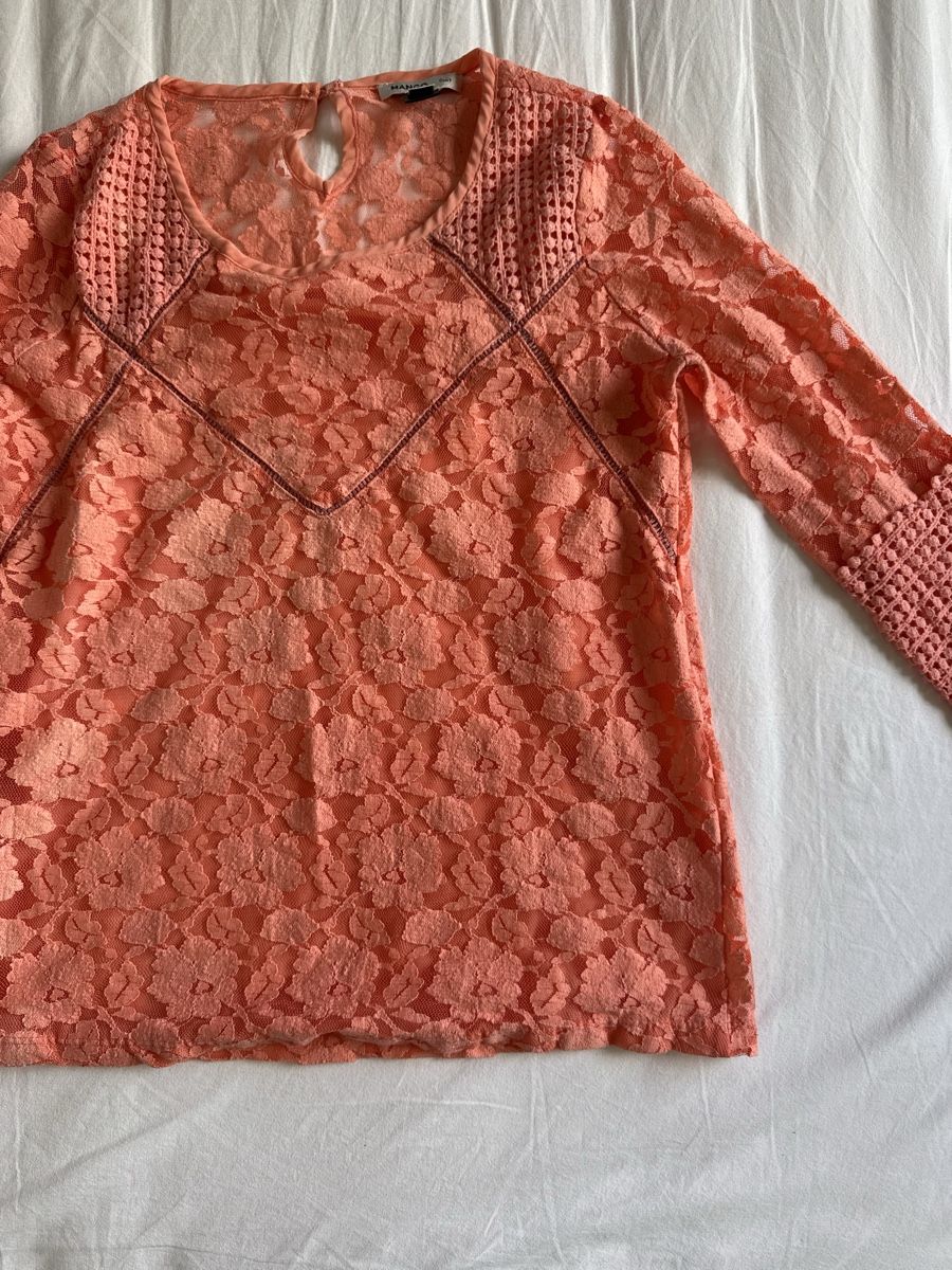 Mango Camicette: Mango Lace Top Size S Summer Boho Chic Crochet Trim Tunic – Usato da Zürich venduto da olalinda 6