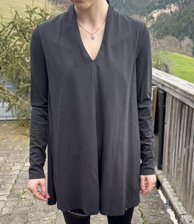 Bluse Oberteil Langarm Schwarz Gr. S elegant