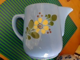 Charmanter Keramikkrug Vintage Krug Hellblau Blumenmuster!!!
