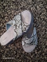 Graceland Sandalen Schlangenprint leicht hellblau Grösse 39.