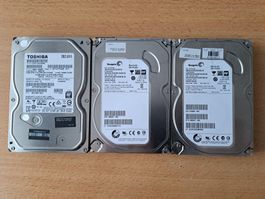3 Stück Toshiba/Seagate 500GB SATA HDD