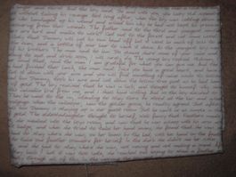 Baumwollstoff weiss mit dunkelrosa Schrift