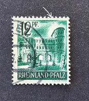 *ABART* Frz. Zone Rheinland Pfalz-Mi 4 ● (1947) Punkt Turm