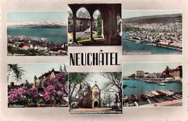 SOUVENIR de NEUCHATEL - 6 Bild-Karte 1955