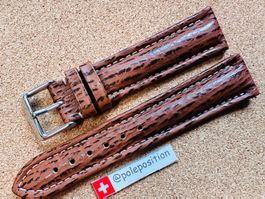 22mm Uhrenarmband, Leder braun, Haifisch,  Uhrenband