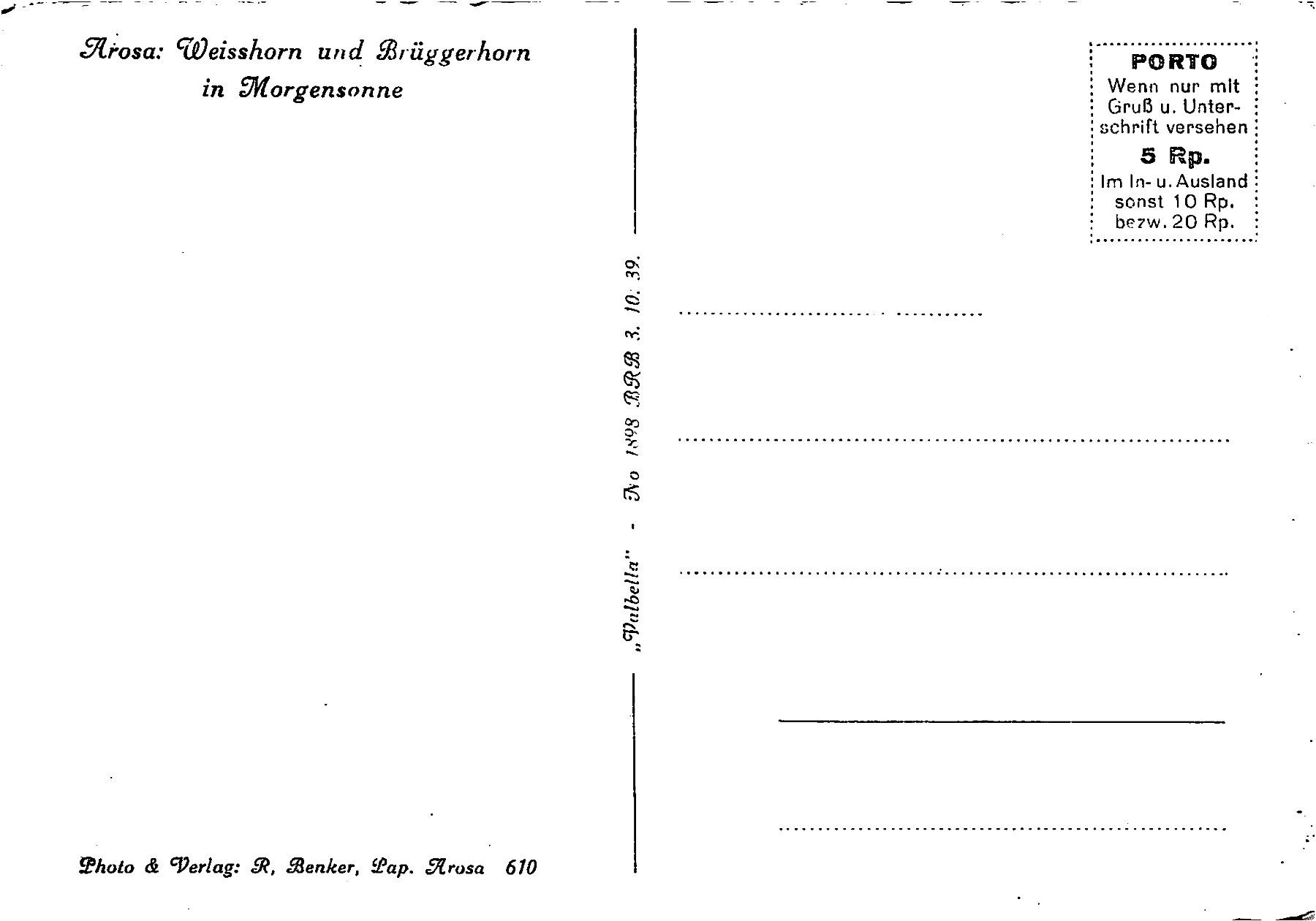 Cartoline postali: 2x Arosa – Usato da Ottikon b.Kemptth. venduto da Neptun1974 1
