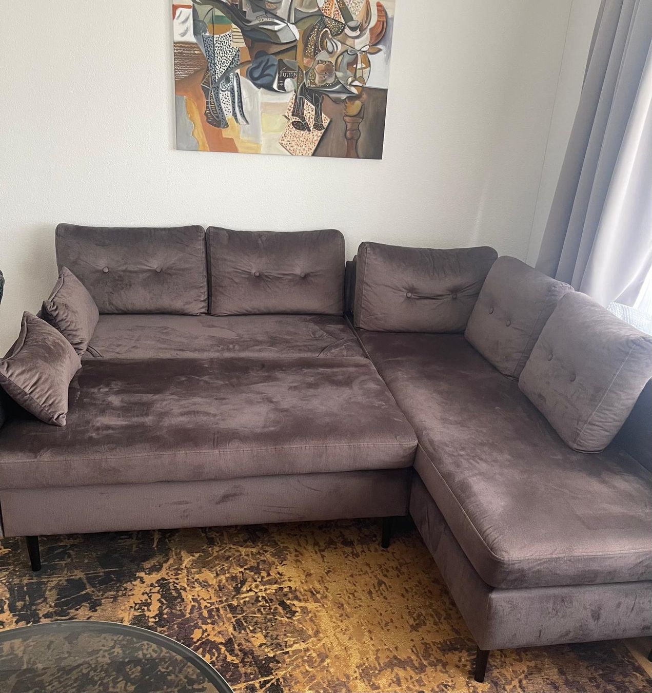 Divani: Schlaf Ecksofa mit rechtsseitiger Recamiere in Taupe – Usato da Kloten venduto da dermedic22 1