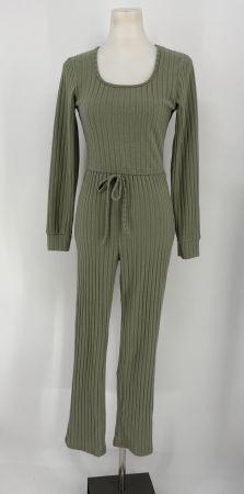 Jumpsuit in Olivgrün gerippt Gr. S
