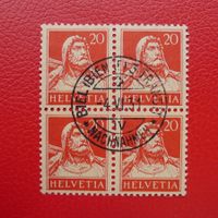 1925 Tell: Nr.174, Viererblock Stempel von BIEL/BIENNE
