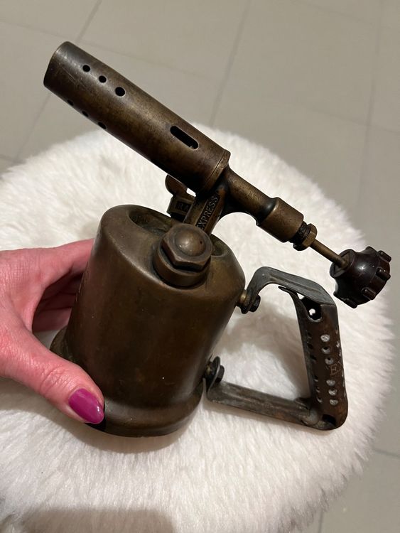 ANCIEN CHALUMEAU LAMPE à Souder EXPRESS UNIS-FRANCE 2 locomotive metal tacheté EUR 37,50