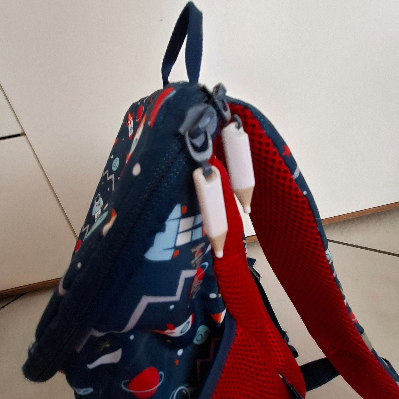 Borse & Zaini: Kinder Rucksack, blau/rot, " Astronauten" – Usato da Sisseln AG venduto da Tropea4334 3
